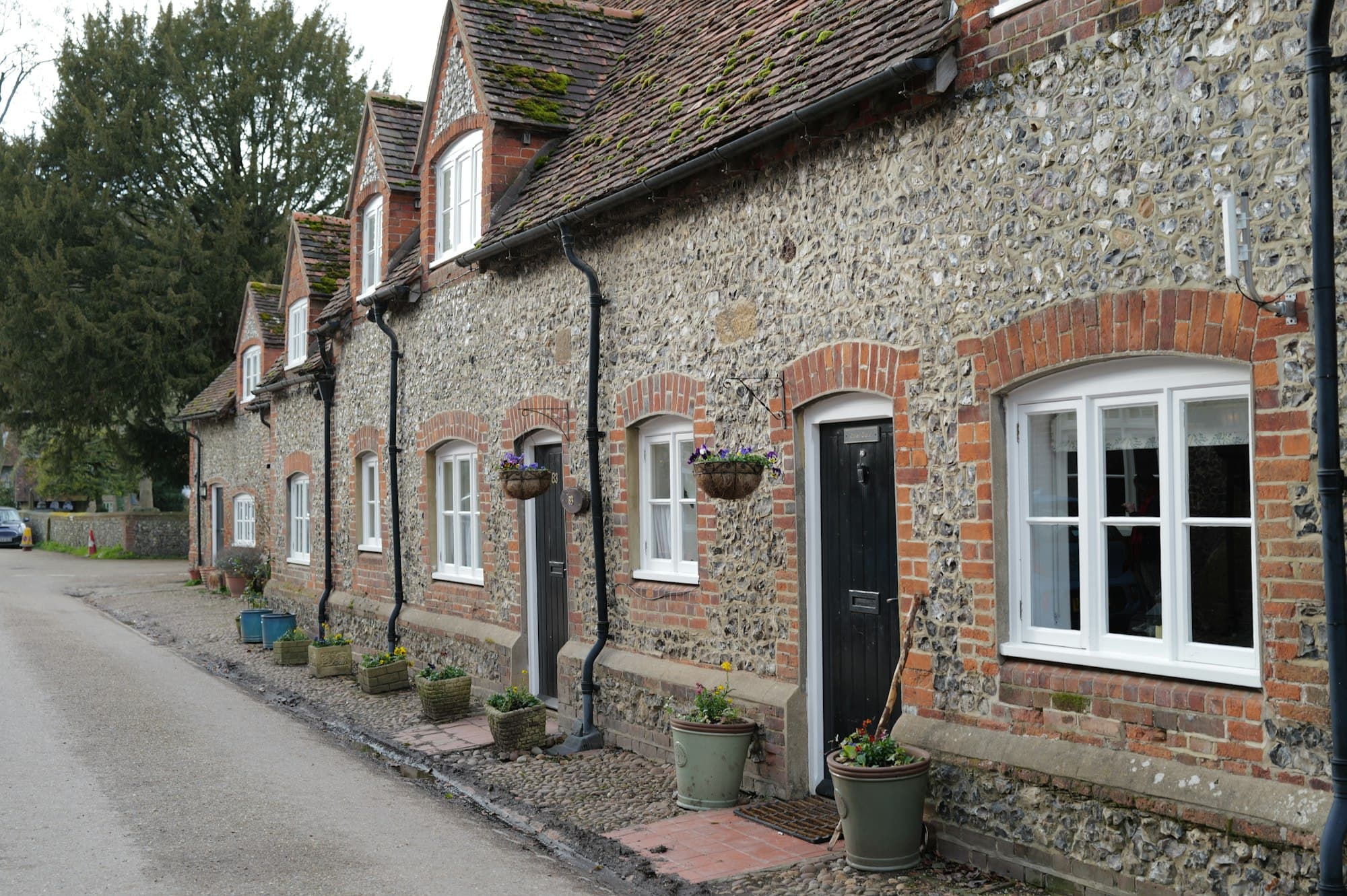 A row of cottages along a quiet street